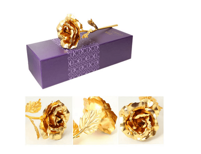 Златна роза Golden Rose, 24Kарата, Кутия, Подаръчна торбичка